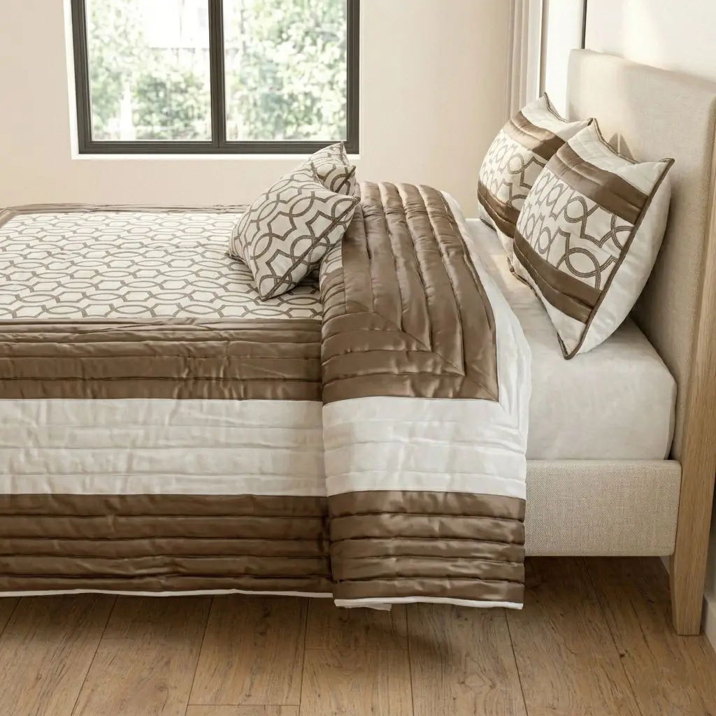 Premium Geometric Honeycomb Luxury Bedcover Set (King Size (108 × 108 inches))